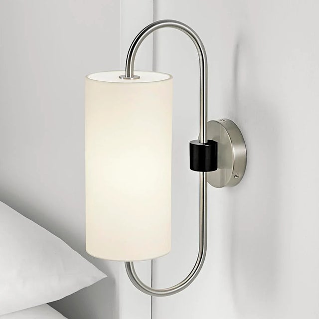 Art Deco Brushed Nickel With Satin Black Wall Light For Sale - Image 3 of 4