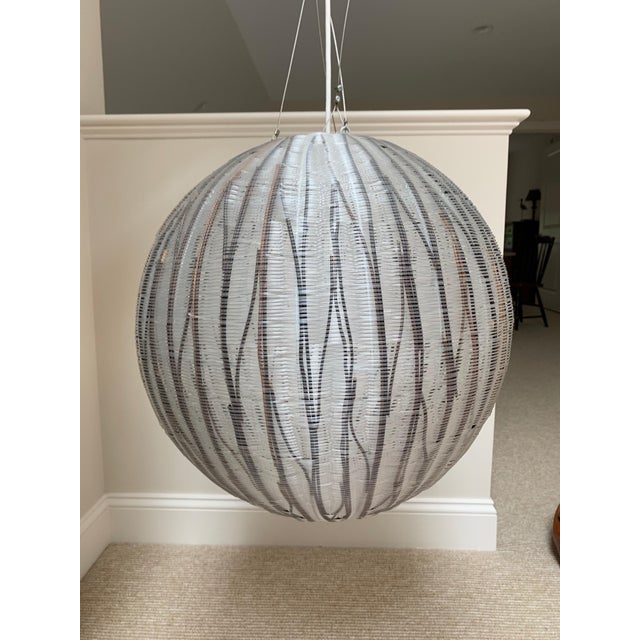 Gray and Black Stripe Woven Globe Pendant Light Chairish