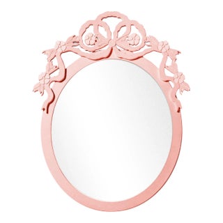 Fleur Home Garden District Thalia Oval Mirror in Salmon Berry, 28x39 For Sale