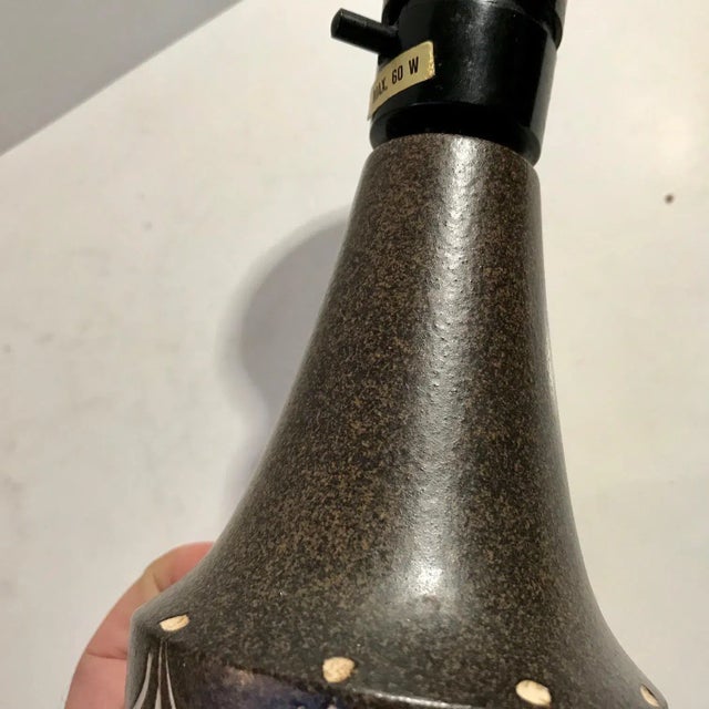 Scandinavian Speckled Glaze Ceramic Table Lamp, 1960s For Sale - Image 6 of 8