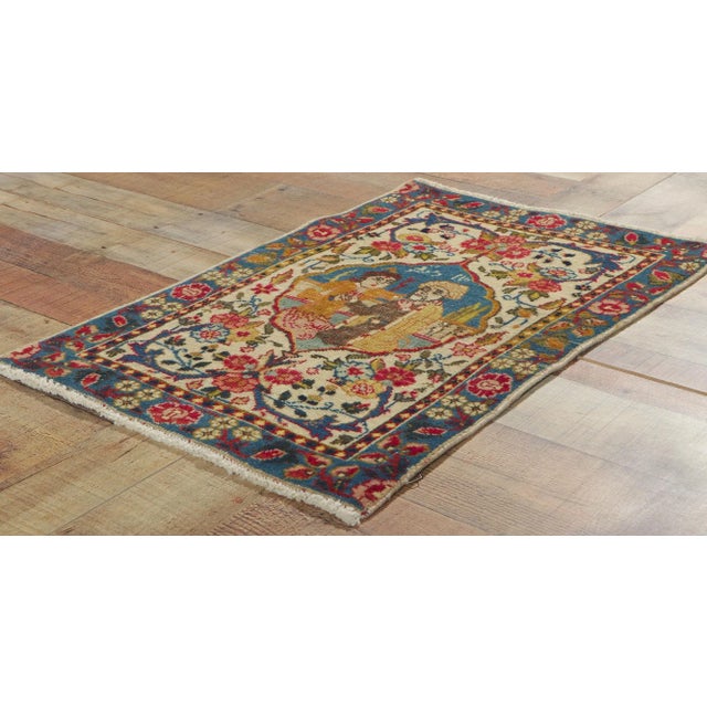 Early 20th Century Antique Persian Tabriz Pictorial Rug - 01'08 X 02'06 For Sale - Image 5 of 8