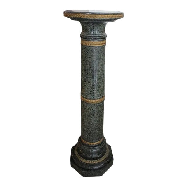 Antique 42" Green Marble Pedestal Italian For Sale