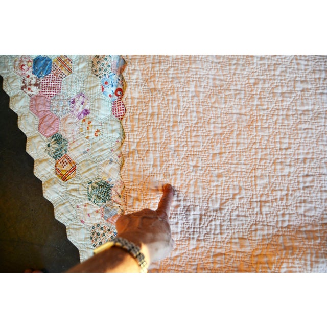 Early 20th Century Grandmother’s Flower Garden Quilt For Sale - Image 11 of 13