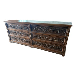 Vintage Spanish Colonial Hand Carved Wood Dresser For Sale