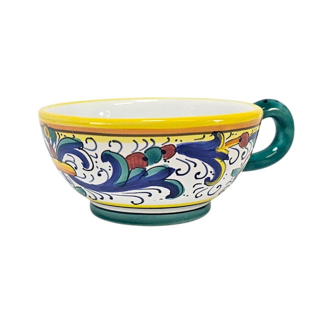 Late 20th Century Italian Labor Deruta Hand-Painted Maiolica Cups and Saucers, Set of 4 For Sale - Image 9 of 18