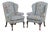 Pair Jungle Boogie Monkey Toile Upholstered Wing Chairs For Sale