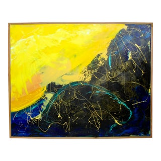 Expressionist Abstract Painting, Solar Sun Flares - Mixed Media For Sale