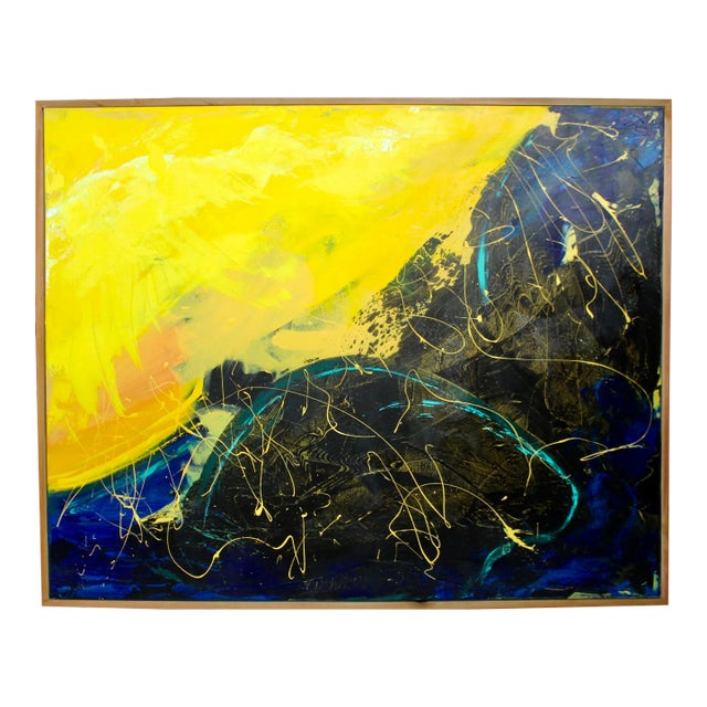Expressionist Abstract Painting, Solar Sun Flares - Mixed Media For Sale