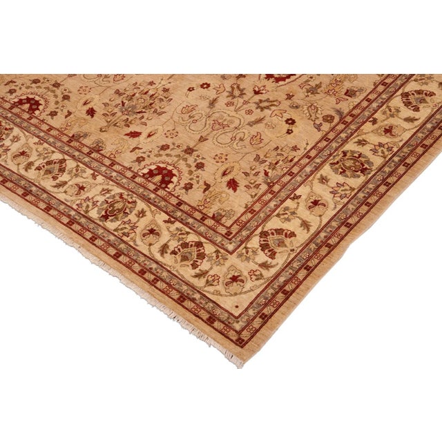 1990s Boho Chic Ziegler Tan Beige Hand-Knotted Wool Rug - 10'2'' X 13'10'' For Sale - Image 4 of 8