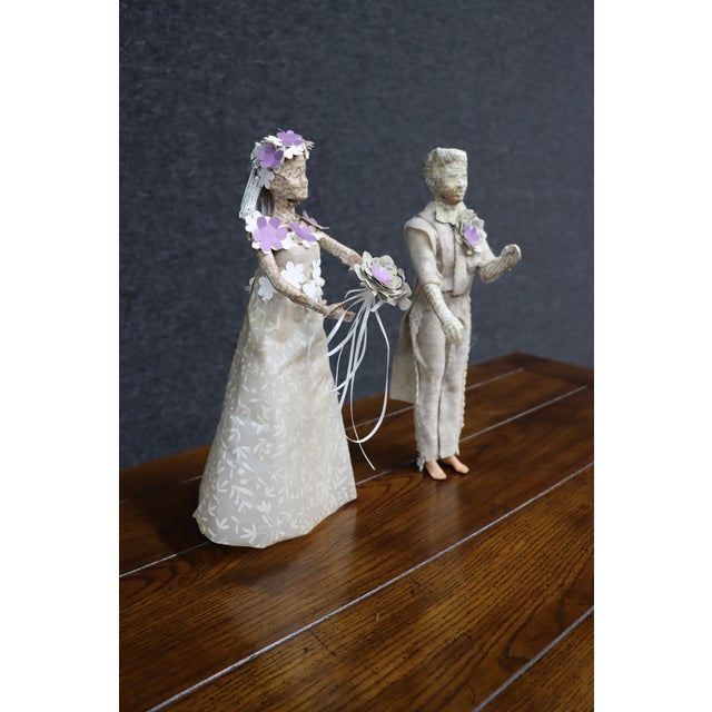 Paper Paper Mâché Bride and Groom Wedding Figures For Sale - Image 7 of 10