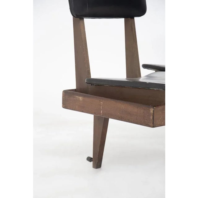 1950s Vintage Italian Bench with Black Leather Seats For Sale - Image 5 of 10