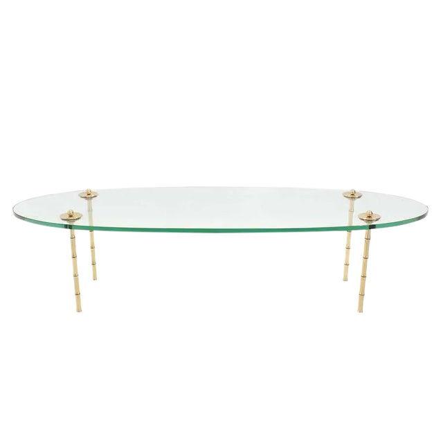 Metal Mid-Century Modern Brass Faux Bamboo Legged Oval Coffee Table For Sale - Image 7 of 7