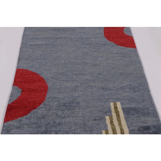 Rug & Kilim Rug & Kilim’s French Art Deco Style Runner in Gray With Red Geometric Patterns For Sale - Image 4 of 8