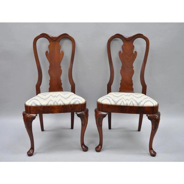 Vintage Queen Anne Style Crotch Mahogany Dining Room Side Chairs - a Pair. Item features Queen Anne legs, solid wood...
