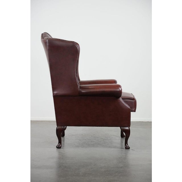 Chesterfield Wing Chair in Cowhide Leather For Sale - Image 3 of 13