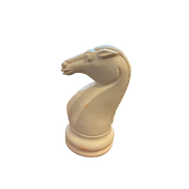 Ivory Large Staunton Style Wooden Chess Set With Matching Wood Inlaid Board For Sale - Image 8 of 9