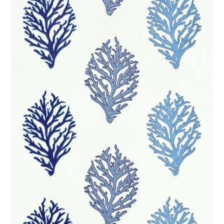The House of Scalamandré Coral Reef Embroidery Fabric, Marine For Sale