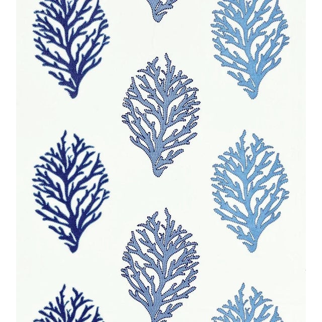 The House of Scalamandré Coral Reef Embroidery Fabric, Marine For Sale