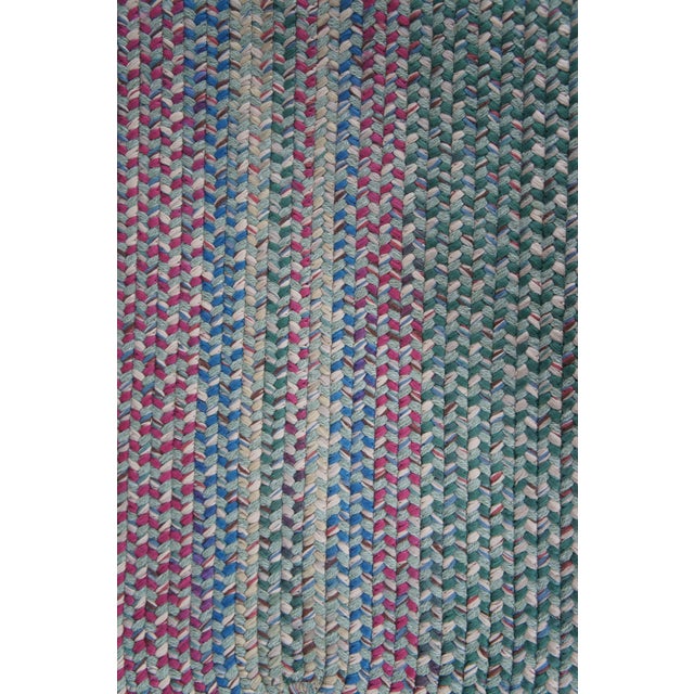 Vintage Woven Braided Geometric Oval Area Rug Runner Mat 84" For Sale - Image 4 of 14