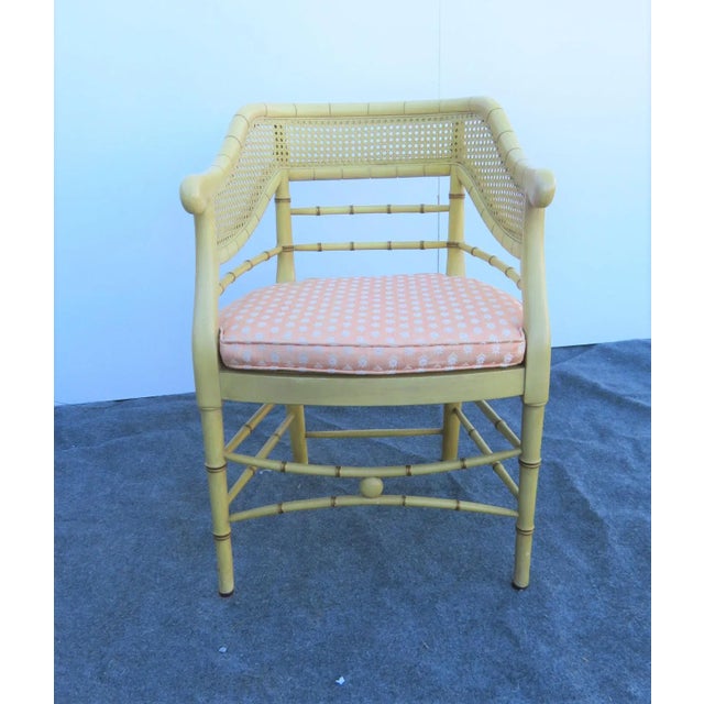 Yellow Mid 20th Century Regency Faux Bamboo Yellow Chair For Sale - Image 8 of 8