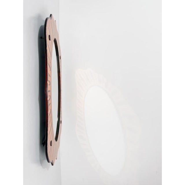 Vintage Italian Peach-Pink Crystal Mirror, 1950s For Sale - Image 4 of 18