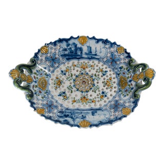 19th Century Dutch Delft Faience Bowl With Polychrome Pierced Design For Sale