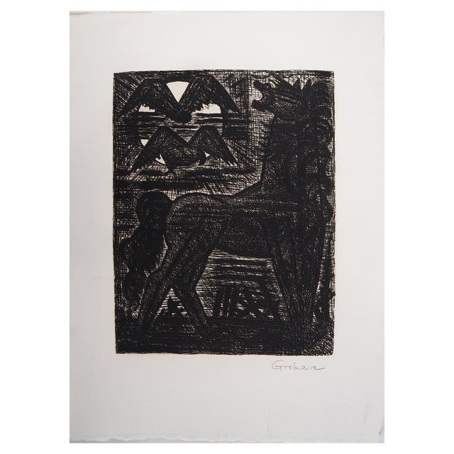 Marcel Gromaire, Macbeth, Shakespeare, Omens, Black Horse and Night Birds, 1958, Original Etching For Sale