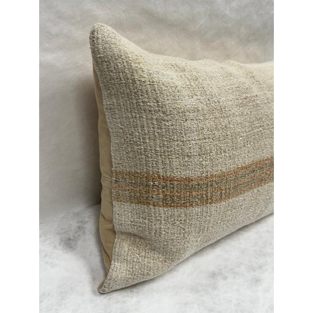 Contemporary Turkish Hemp Pillow Cushion Natural Beige Brown Pillow Cushion Cover 16" x 24" For Sale - Image 3 of 4