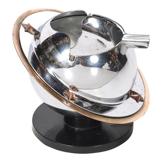 Art Deco Revere Saturn Ashtray in Chrome, Brass & Bakelite For Sale