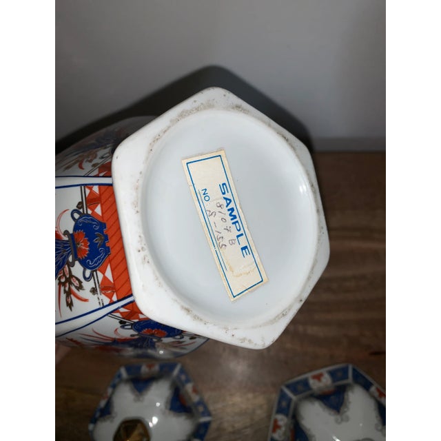 Ceramic Multicolor Octagon Small Gilt Ginger Jars - Set of Two For Sale - Image 7 of 9