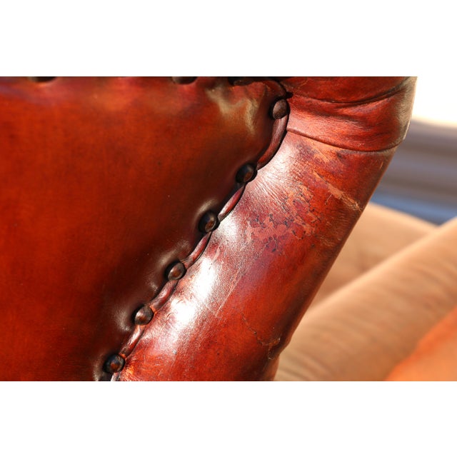 Pair of 1990s Henredon Churchill Tufted Distressed Brown Leather Club Chairs For Sale - Image 12 of 18