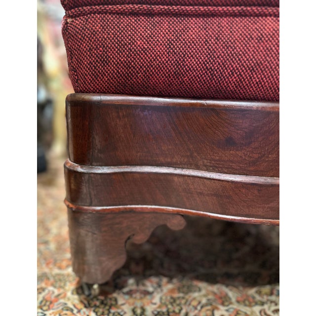 Antique American Empire Serpentine Mahogany Footstool Ottoman For Sale - Image 13 of 14