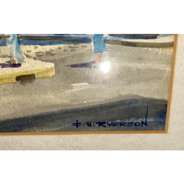 Figurative Vintage Cityscape Watercolor Signed E W Ryerson For Sale - Image 3 of 7