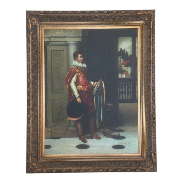 1990s Reproduction Oil on Canvas Italian Gentlemen For Sale