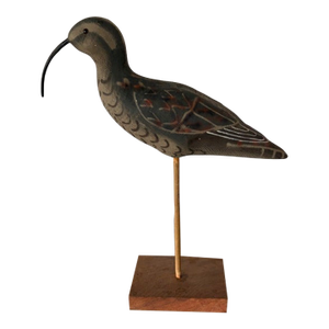 Vintage Hand Carved and Painted Wooden Shorebird, Folk Art