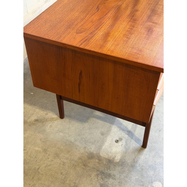 Wood Vintage Danish Teak Executive Desk Mid Century Modern Scandinavian 6 Drawer For Sale - Image 7 of 10