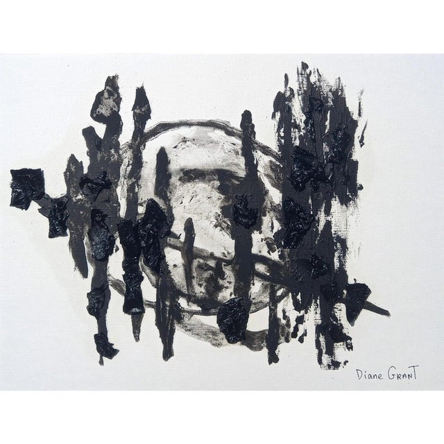 Black and White Abstraction - One-Of-A-Kind High-End White Wood Shadow Box Framed Original by Diane Grant. From a series...