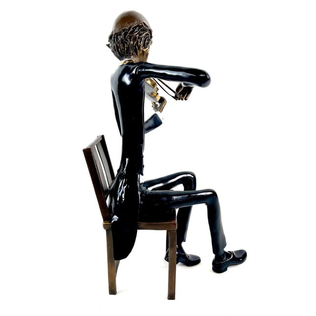 Figurative Ruiz "First Violin" Limited Edition Polychrome Bronze Musician Sculpture (25/80) For Sale - Image 3 of 7