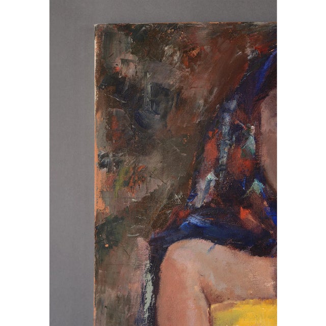Brown Impressionist Lady With Head Scarf Portrait Painting For Sale - Image 8 of 10