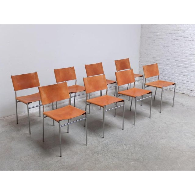 SE06 Chairs in Natural Leather by Martin Visser for 't Spectrum, 1967, Set of 8 For Sale - Image 3 of 18
