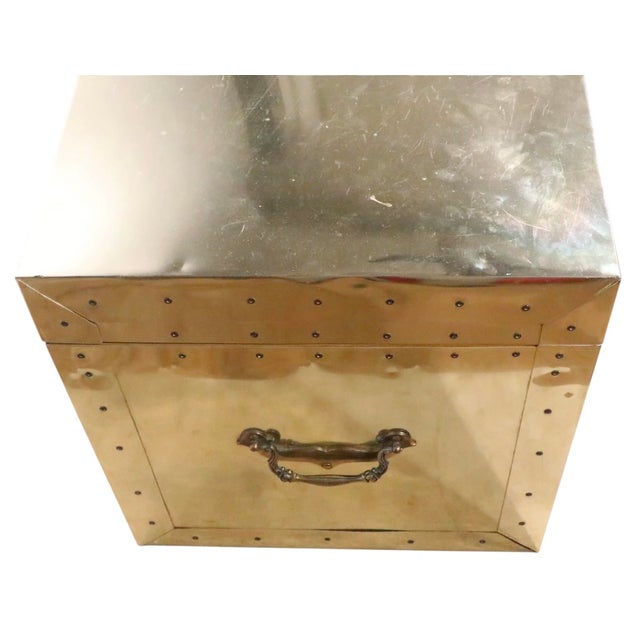 Vintage Brass Trunk Att. To Dresher After Sarreid C. 1970's For Sale - Image 9 of 15