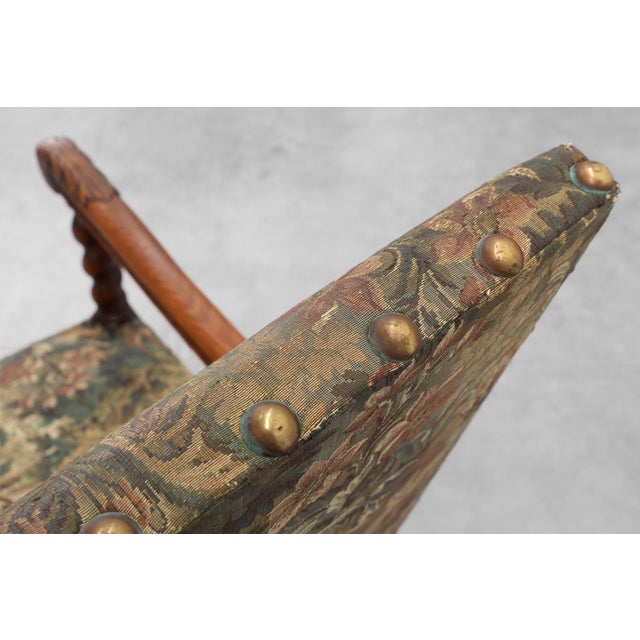 Antique 17th Century Walnut Armchair with Tapestry Upholstery, United Kingdom For Sale - Image 13 of 14
