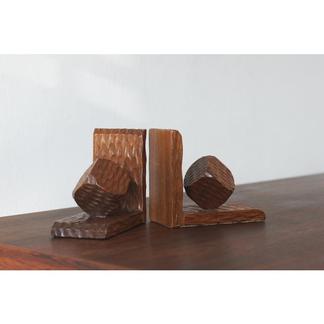 Mid-Century Modern Mid-Century Modern Wooden Bookends, 1950s, Set of 2 For Sale - Image 3 of 4