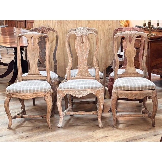 Wood Set of Six 18th Century Gustavian Dining Chairs For Sale - Image 7 of 11