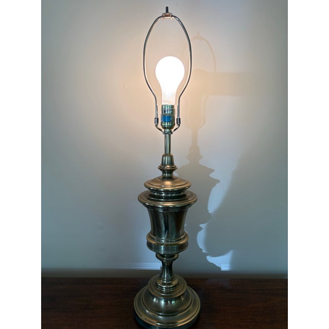 Brass Late 20th Century Stiffel Hollywood Regency Trophy Style Brass Lamp For Sale - Image 8 of 9