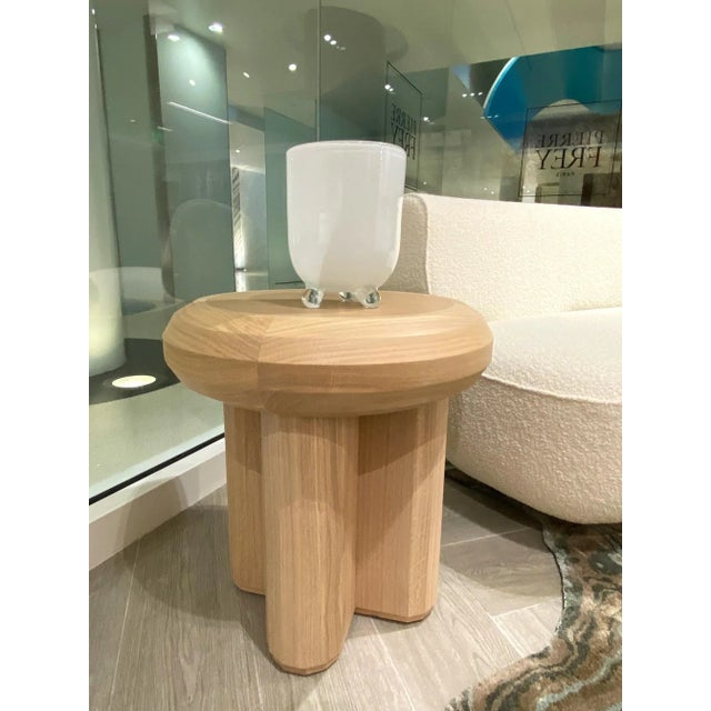 2010s Barbini Style White Blown Glass Vase with Footed Base For Sale - Image 5 of 13