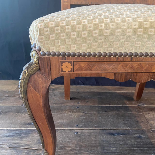 1930s Antique French Neoclassical Side Chairs With Spectacular Inlay -a Pair For Sale - Image 5 of 12