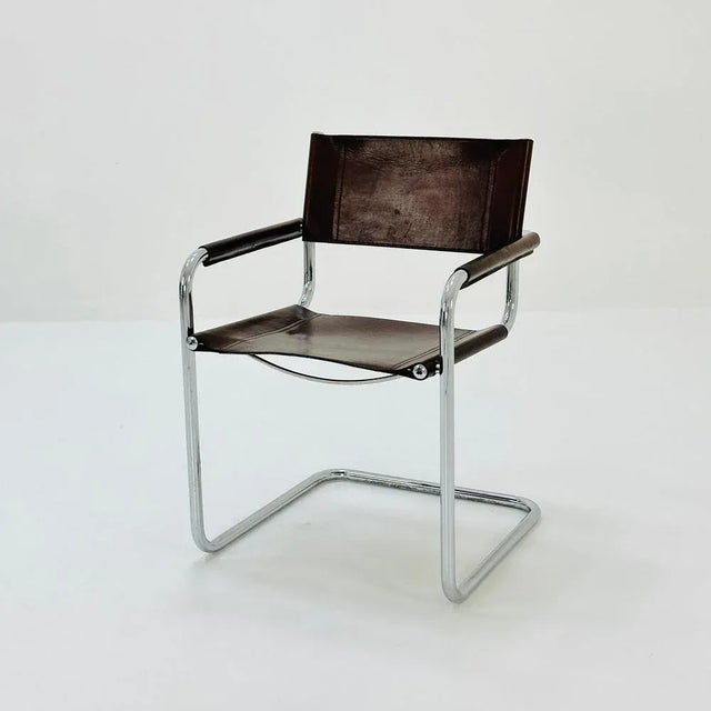 Mart Stam Mid-Century Bauhaus B34 Brown Leather Cantilevered Chair by Mart Stam for Jox Interni, 1980s For Sale - Image 4 of 11