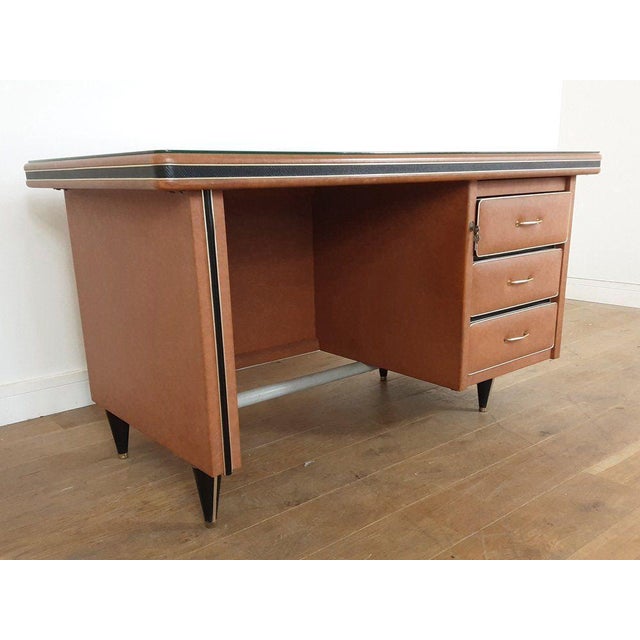 Mid-Century Italian Parchment Desk, 1970 For Sale - Image 4 of 18