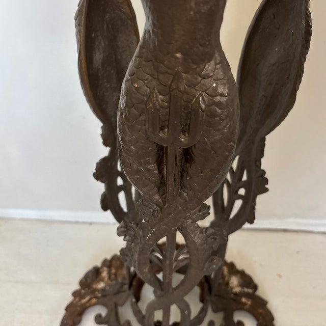 Antique Egyptian Revival Figural Cast Iron Jardiniere or Aquarium Stand For Sale In Philadelphia - Image 6 of 7